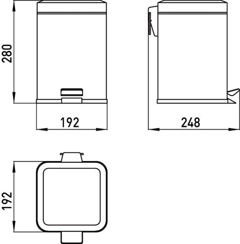 CONCEPT 200 odpadkový kôš 5 l, na postavenie 010-8471 Technický nákres