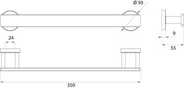 CONCEPT 200 madlo 350 mm, k vani, chróm 010-8409 Technický nákres
