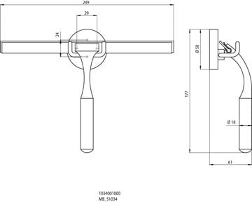 CONCEPT 200 stierka na sklo, chróm 010-8467 Technický nákres