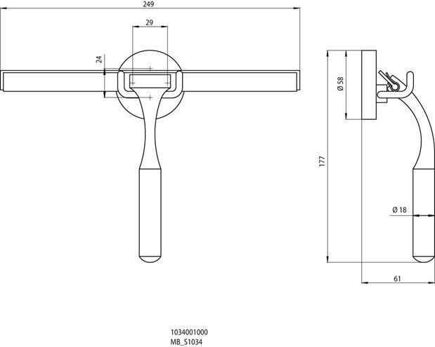CONCEPT 200 stierka na sklo, chróm 010-8467 Technický nákres