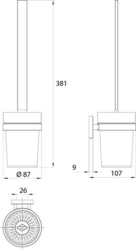 CONCEPT 200 WC kefa, nástenná, sklo, chróm 010-8398 Technický nákres