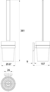 CONCEPT 200 WC kefa, nástenná, sklo, chróm 010-8398 Technický nákres