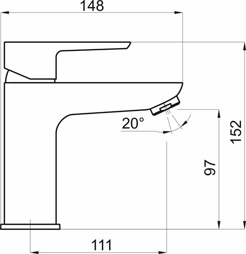 NOVASERVIS METALIA 58 umývadlová stojanková batéria, chróm 58001/1,0 Technický nákres
