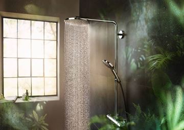 HANSGROHE RAINDANCE S SHOWEPIPE 240 sprchový set s termostatickou batériou, horná sprcha, ručná sprcha s 3 prúdmi, tyč, hadica, matná čierna 27633670 Obrázek - fotka