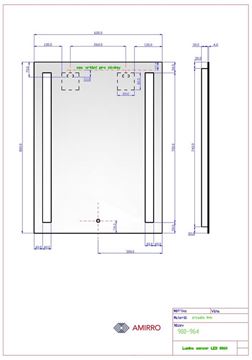AMIRRO LUMINA SENZOR LED zrkadlo 60x80 cm, s osvetlením, so senzorom 900-964 Technický nákres