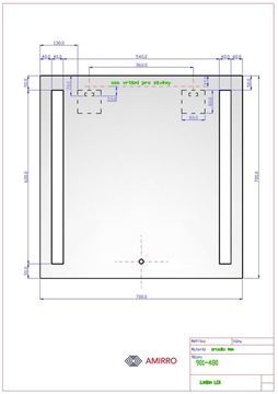 AMIRRO LUMINA SENZOR LED zrkadlo 70x70 cm, s osvetlením, so senzorom 901-480 Technický nákres
