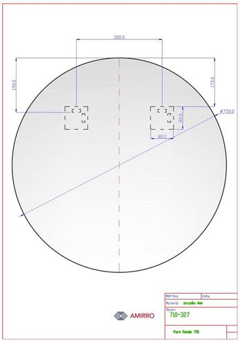 AMIRRO PURE RONDE zrkadlo 75 cm 710-327 Technický nákres