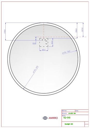 AMIRRO MOONLIGHT zrkadlo 60 cm, s osvetlením 411-040 Technický nákres