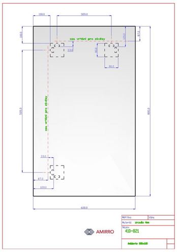 AMIRRO AMBIENTE zrkadlo 60x80 cm, reverzibilné, s osvetlením 410-821 Technický nákres