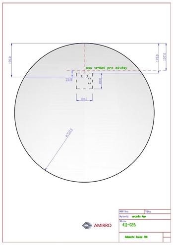 AMIRRO AMBIENTE zrkadlo 70 cm, s osvetlením 411-026 Technický nákres