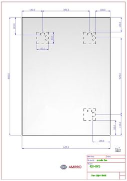 AMIRRO PURE LIGHT zrkadlo 60x80 cm, reverzibilné, s osvetlením 410-845 Technický nákres