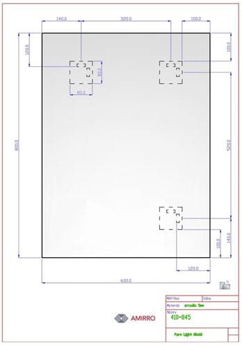 AMIRRO PURE LIGHT zrkadlo 60x80 cm, reverzibilné, s osvetlením 410-845 Technický nákres