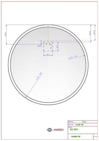 AMIRRO MOONLIGHT zrkadlo 80 cm, s osvetlením 411-064 Technický nákres