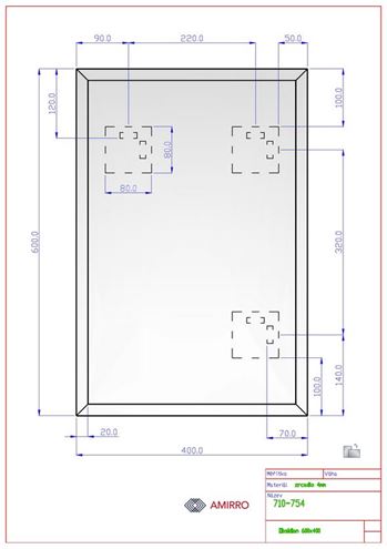 AMIRRO OBSIDIAN zrkadlo 40x60 cm, reverzibilné 710-754 Technický nákres