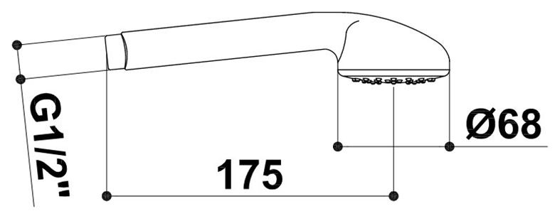 RAF ručná sprcha pr. 65 mm, saténový chróm SR701X Technický nákres