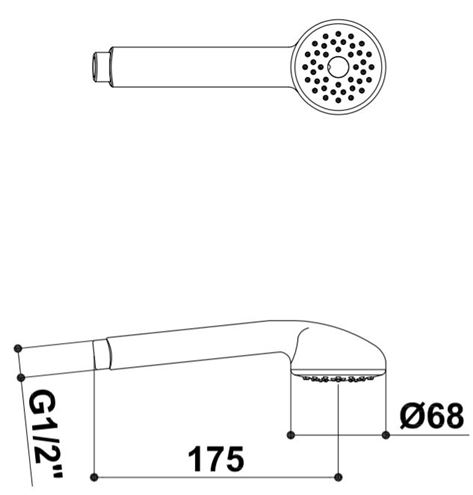 RAF ručná sprcha pr. 65 mm, chróm SR701 Technický nákres