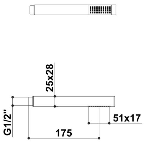 RAF GLAMOUR SR723 ručná sprcha 200 mm, chróm SR723 Technický nákres