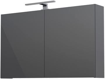 CONCEPT 250 zrkadlová skrinka 100x60x16 cm, osvetlenie, s vypínačom a el. zásuvkou, antracit lesk