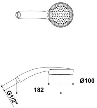 RAF ručná sprcha pr. 100 mm, chróm SR739 Technický nákres