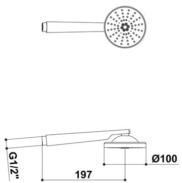 RAF ručná sprcha pr. 100 mm, 5 prúdov, chróm SR740 Technický nákres
