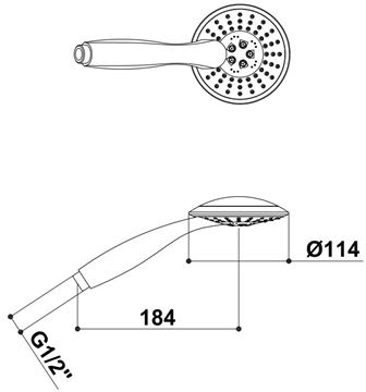 RAF ručná sprcha pr. 114 mm, 5 prúdov, chróm SR741 Technický nákres