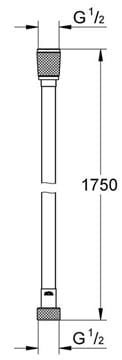 GROHE SILVERFLEX sprchová hadica 1750 mm, hladká, TwistFree, AntiFold, plast, warm sunset 28388DA0 Technický nákres