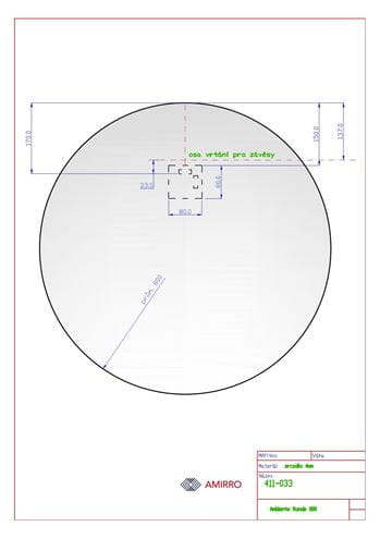 AMIRRO AMBIENTE zrkadlo 80 cm, s osvetlením 411-033 Technický nákres