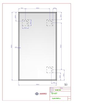 AMIRRO CRYSTAL zrkadlo 50x80 cm, reverzibilné 712-697 Technický nákres