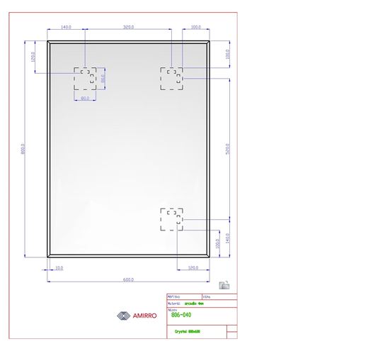 AMIRRO CRYSTAL zrkadlo 60x80 cm, reverzibilné 806-040 Technický nákres