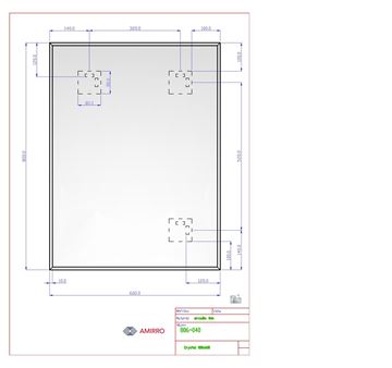 AMIRRO CRYSTAL zrkadlo 60x80 cm, reverzibilné 806-040 Technický nákres