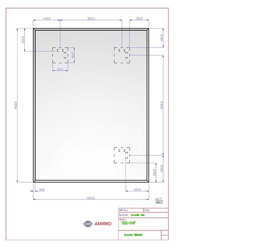 AMIRRO CRYSTAL zrkadlo 60x90 cm, reverzibilné 906-04F Technický nákres