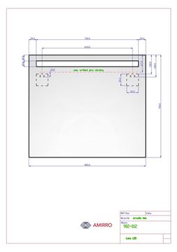 AMIRRO LUNA LED zrkadlo 80x70 cm, s osvetlením 902-012 Technický nákres
