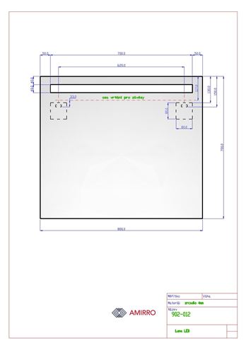AMIRRO LUNA LED zrkadlo 80x70 cm, s osvetlením 902-012 Technický nákres
