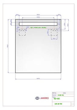 AMIRRO LUNA LED zrkadlo 60x70 cm, s osvetlením 902-005 Technický nákres