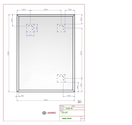 AMIRRO OBSIDIAN zrkadlo 60x80 cm, reverzibilné 713-137 Technický nákres