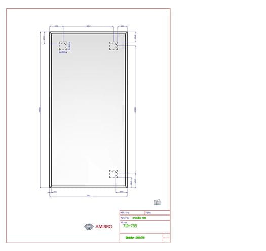 AMIRRO OBSIDIAN zrkadlo 70x150 cm, reverzibilné 710-755 Technický nákres
