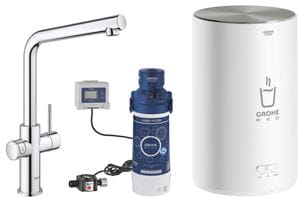 GROHE RED DUO drezová elektronická batéria, s ohrevom, veľkosť M, GROHE ChildLock, napájanie zo siete, chróm