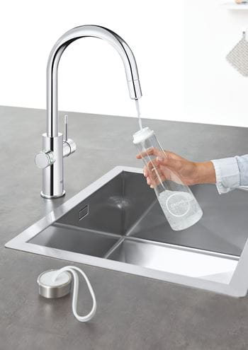 GROHE BLUE HOME drezová elektronická batéria, s vyťahovacou koncovkou, s filtračným a chladiacim zariadením, Bluetooth, napájanie zo siete, chróm 31541000 Obrázek - fotka