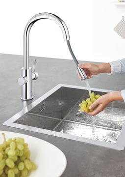 GROHE BLUE HOME drezová elektronická batéria, s vyťahovacou koncovkou, s filtračným a chladiacim zariadením, Bluetooth, napájanie zo siete, chróm 31541000 Obrázek - fotka