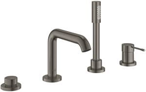 GROHE ESSENCE NEW batéria na okraj vane, 4-otvorová, s prepínačom, so sprchovou súpravou, hard graphite