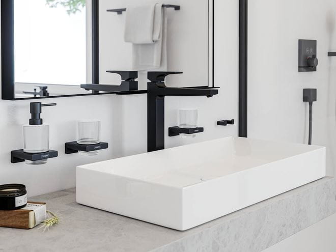 HANSGROHE METROPOL umývadlová stojanková batéria, s odtokovou súpravou, EcoSmart, matná čierna 32512670 Obrázek - fotka