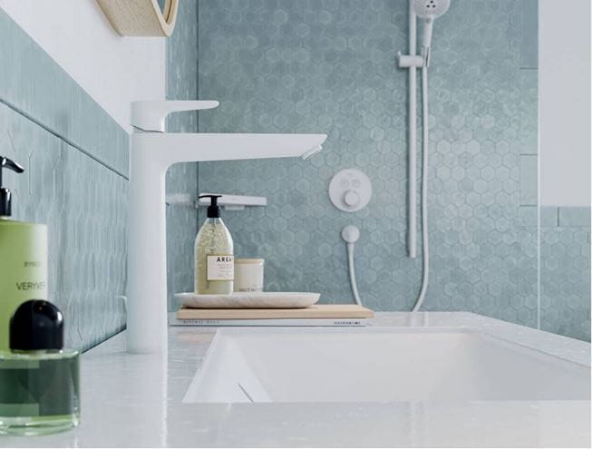 HANSGROHE TALIS E umývadlová stojanková batéria, s odtokovou súpravou, EcoSmart, matná biela 71716700 Obrázek - fotka