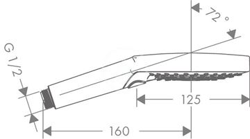 HANSGROHE RAINDANCE SELECT S 3JET ručná sprcha pr. 125 mm, 3 prúdy, EcoSmart, matná biela 26531700 Technický nákres