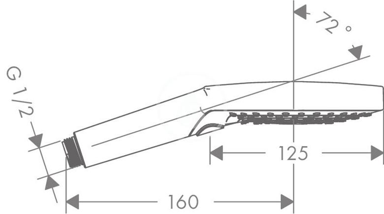 HANSGROHE RAINDANCE SELECT S 3JET ručná sprcha pr. 125 mm, 3 prúdy, EcoSmart, matná biela 26531700 Technický nákres