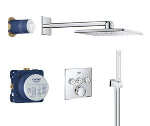 GROHE GROHTHERM SMARTCONTROL sprchový set s podomietkovou termostatickou podomietkovou batériou, horná sprcha s 2 prúdmi, ručná sprcha, chróm