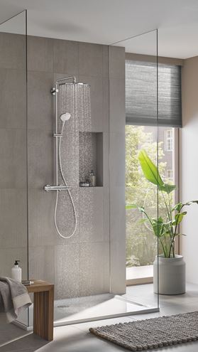 GROHE EUPHORIA SYSTEM 310 sprchový set s termostatickou batériou, horná sprcha, ručná sprcha s 3 prúdmi, tyč, hadica, chróm 26075001 Obrázek - fotka