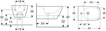 GEBERIT SMYLE SQUARE závesný bidet 500.209.01.1 Technický nákres