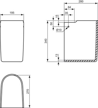 IDEAL STANDARD CONNECT polostĺp pre umývadlo E711301 Technický nákres
