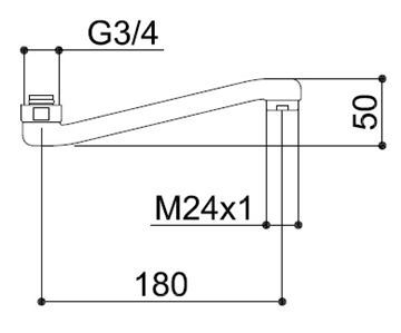 EASY výtokové ramienko 180 mm, chróm EAS 180 Technický nákres