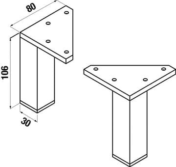 EASY PACK nohy 80x106x30mm H4944010390001 Technický nákres